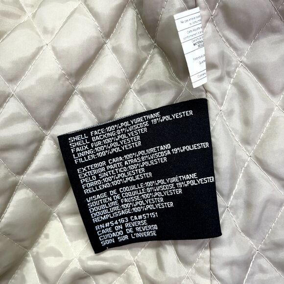 Women's GUESS Faux Leather Asymmetrical Moto Jacket Size M Cream‎ Ivory - Picture 13 of 16